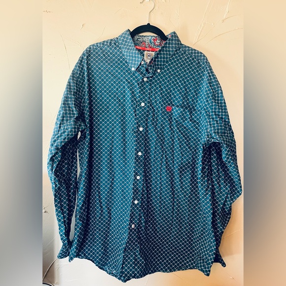 Cinch Other - Cinch XL Men's teal long sleeve cowboy western dress shirt